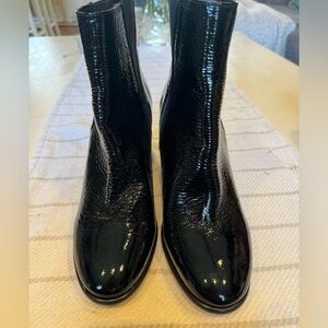 Black patent leather Crosswalk ankle boots. Excellent condition. Made ins Spain